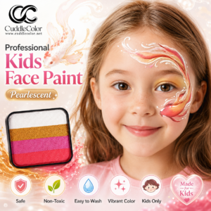 Pearlescent Red-to-Gold Gradient Face Paint