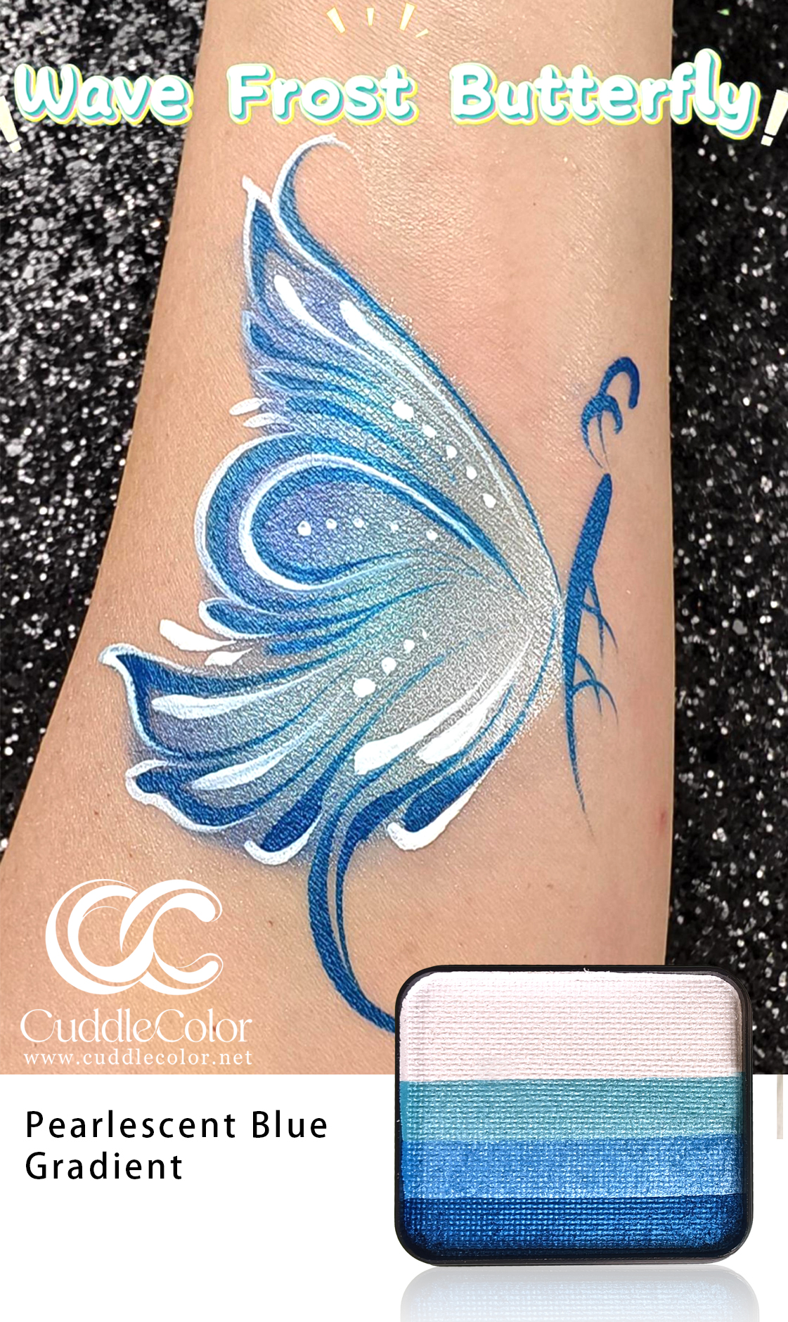 Pearlescent blue butterfly 手臂