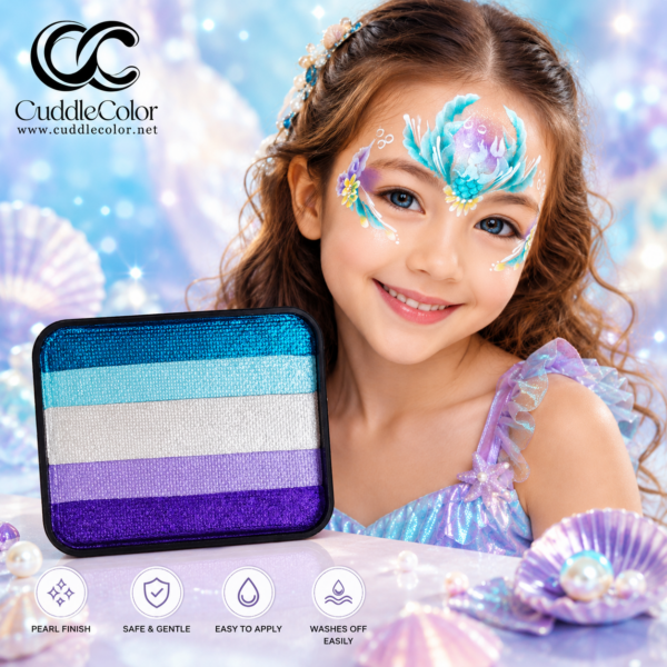 Pearlescent Blue-Violet Gradient Face Paint