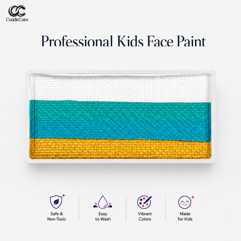 Cuddlecolor  Rainbow Bar Split Cake Coloring effect Face paint Blue-green