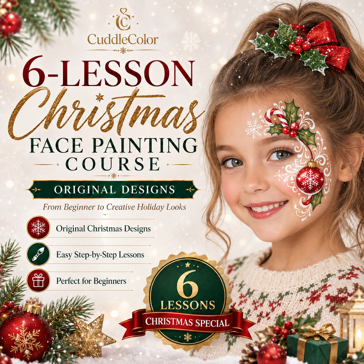 6-Lesson Christmas Face Painting Course – Original Designs